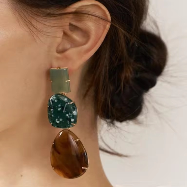 ZA Vintage Resin Teardrop Long Dangle Earrings